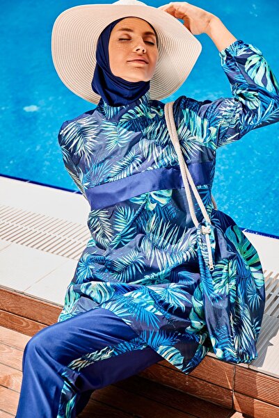 Riva Mera ملابس سباحة حجاب منقوشة ومغطاة بالكامل R2312