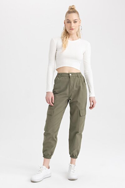 DeFacto Παντελόνι Cool Cargo Jogger Normal Waist Gabardine 100% βαμβακερό