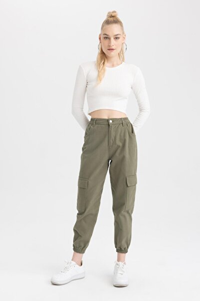 DeFacto Παντελόνι Cool Cargo Jogger Normal Waist Gabardine 100% βαμβακερό
