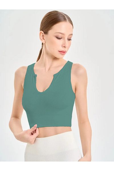 MİSTİRİK Florio Μοντέλο Seamless Μπλούζα Crop Fitiili Μοντέλο Συγκεντρωτική Μπλούζα Crop Γκρι Μπλε Χρώμα