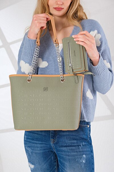 Just Polo حقيبة كتف نسائية 4035-GD -GZD- مع تفاصيل سلسلة