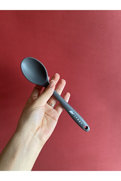 Multiamo Hard Tip Heat Resistant Fireproof Non-Stick Silicone Short Deep Spoon 20 Cm / 2 PCS