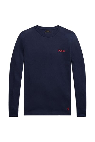 Ralph Lauren T-Shirt Pyjamashirt aus Waffelpiqué mit Logo-Stickerei
