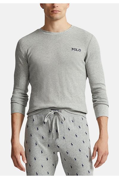 Ralph Lauren Logo-Stickerei auf dem Waffelpiqué auf dem T-Shirt Pyjama