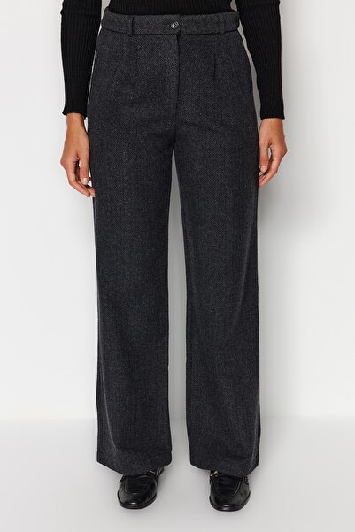 Trendyol Collection Antracitové široké kalhoty TWOAW24PL00200
