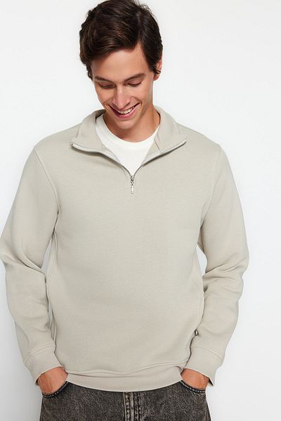 Trendyol Collection Stehkragen-Sweatshirt aus Fleece mit Reißverschluss - Regular Fit TMNAW24SW00041
