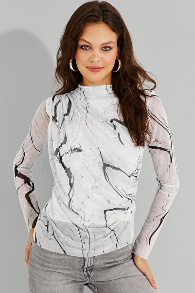 Cool & Sexy Γυναικεία μπλούζα από τούλι με λευκή επένδυση LPP1231