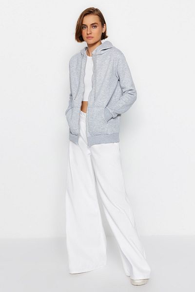 Trendyol Collection Gestricktes graues Kapuzensweatshirt