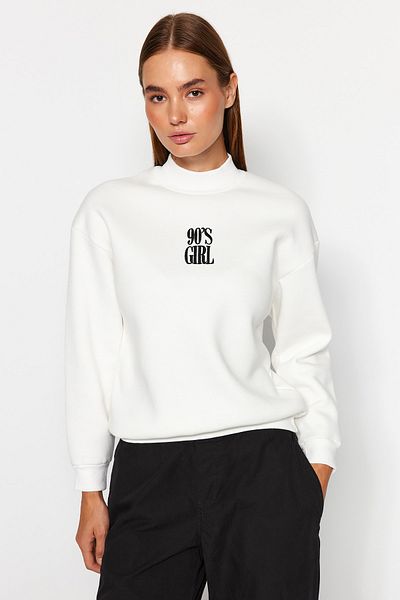 Trendyol Collection Weißes Strick-Sweatshirt