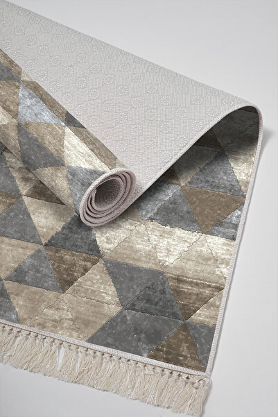 Alanur Home Eco Trend DJT 2-Piece Washable Non-Slip Base Bathroom Mat 661 Scandinavian Beige (60 x 100 - 50 x 60)