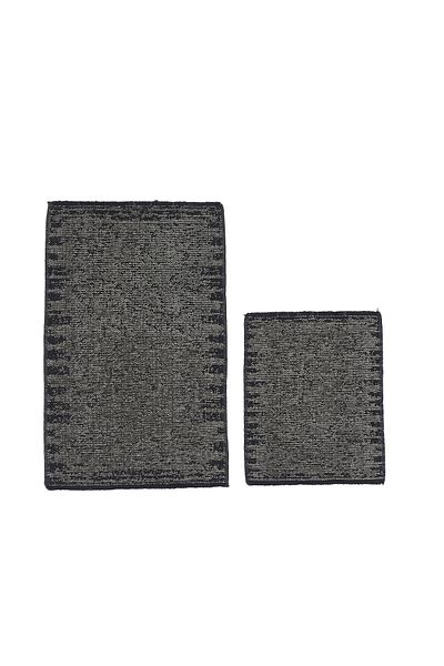 Dekoreko Paris Chenille Woven 2-Piece Toilet Set Bathroom Mat Antique Gray