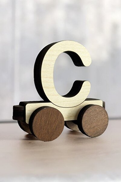 SaltanArt اسم قابل للكتابة حرف قطار C مع مغناطيس خشبي وعجلة دوارة ومغناطيس ني...