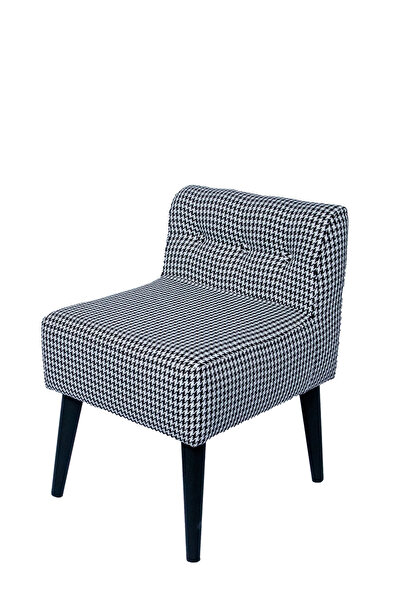 PUFANNA Rahat Oturum Alanlı Retro Gürgen Ahşap Ayaklı Kaz Ayağı Desenli Puf B...