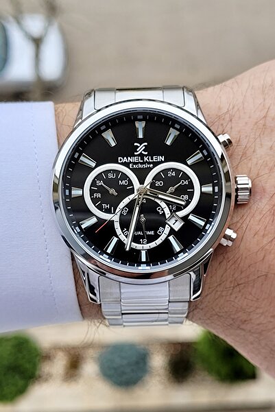 Daniel Klein Inner Indicators Active Function Dial Black Silver Color Men's Wristwatch