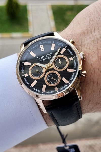 Ferrucci Copper Black Color Function Men's Wristwatch