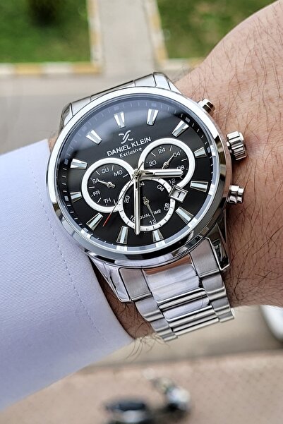 Daniel Klein Inner Indicators Active Function Dial Black Silver Color Men's Wristwatch