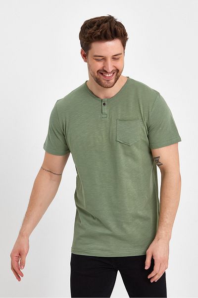 LACİVERTMEN Μπλουζάκι 2016 Basic Flared Single Jersey Crew Neck με μία τσέπη
