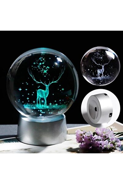 Genel Markalar Kristal Cam Küre Geyik Modeli Işıklı Cam Küre