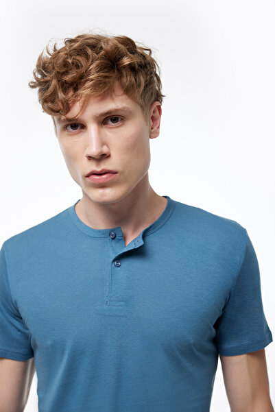 Malabadi Μπλουζάκι με μπλε ανδρικό κουμπί καλοκαιρινό Coolness 083