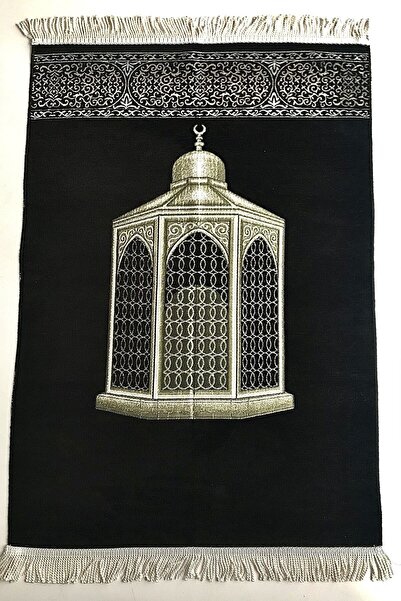 Kardelen Makamı Ibrahim Desenli Siyah Şönil Seccade,siyah Kristal Cam Tesbih,...