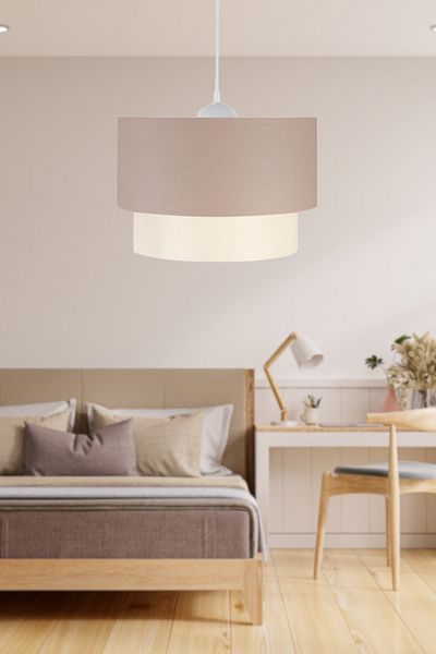 HOMİNG Artgift Cake - Pendant Lamp Chandelier Brown Fabric Bedroom Living Room Living Room Hall Lighting