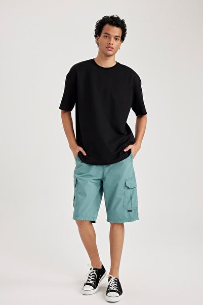 DeFacto Relax Fit Parachute Bermuda Shorts with Cargo Pockets B1041ax23hs