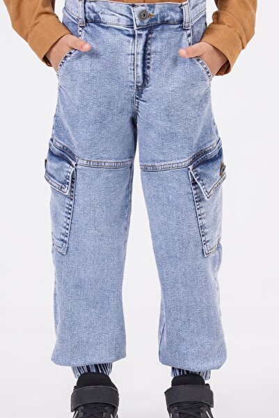 Gold Class Kidswear Erkek Çocuk Jogger Kargo Cepli Kot Pantolon