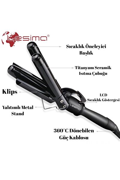 Lesima Saç Maşası Ls-208 Wag Model Professional Su Dalgası