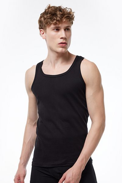 Malabadi Men's Black Gray 6 Pack 100% Cotton Rib Top 6M034-E