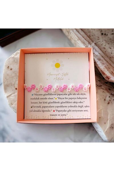Hobisy Miyuki Sand Bead Handcrafted Macrame Bracelet | Adjustable Bracelet | Pink-White