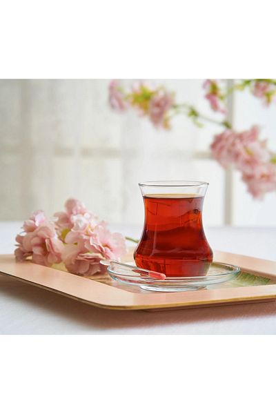 Emr züccaciye طقم شاي لاف ايدا - طقم شاي - طقم كاسات شاي 24 قطعة لـ 12 شخص