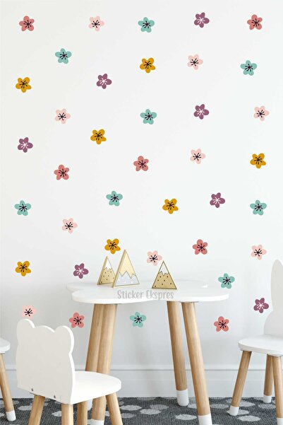 Sticker Ekspres Çıtı Pıtı Çiçekler Çocuk Odası Duvar Sticker (ipli Balonların...