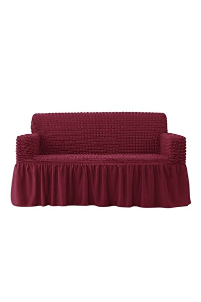 AK LALE Țesătură șifonată de culoare burgundă Lycra, lavabilă, cu 2 locuri, h...