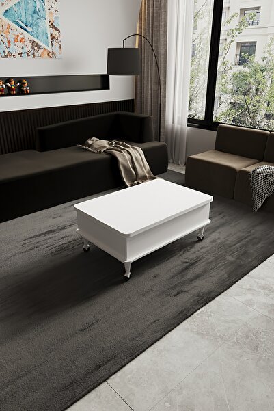 kolexonline Nino Akıllı Sehpa Tekerli Ayaklı Yemek Masası Çalışma Masası Beya...