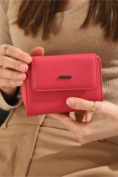 Grande 3802 Genuine Real Leather Small Women's Wallet Flother Pink