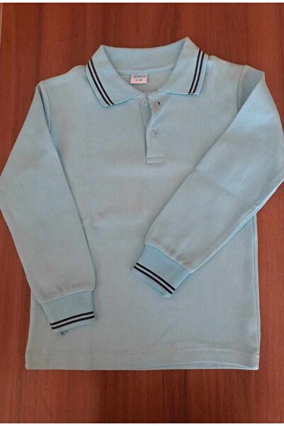 dıgıl Su Yeşili Kolları Ve Yakası Laci Çizgili Önü Yarım Düğmeli Sweatshirt