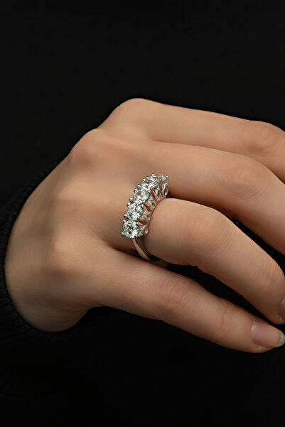 ALYANSEVİM Taşlı Gümüş Beştaş Yüzük