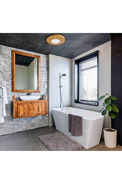 Marca Dekor 42cm - Yuvarlak Meşe Kaplama Led Tavan Aydınlatması, Yatak Odası, Koridor, Banyo Lambası