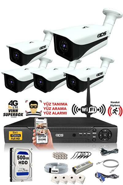 IDS 5 Kameralı Set - 5mp Lensli Fullhd Gece Görüşlü Güvenlik Kamerası Sistemi...