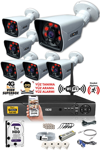 IDS 6 Kameralı Set - 5mp Sony Lensli Fullhd Gece Görüşlü Güvenlik Kamerası Si...