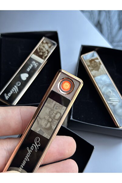 kürevel Kişiye Özel Isim Baskılı Çakmak Şarjlı Usb'li Elektronik Çakmak