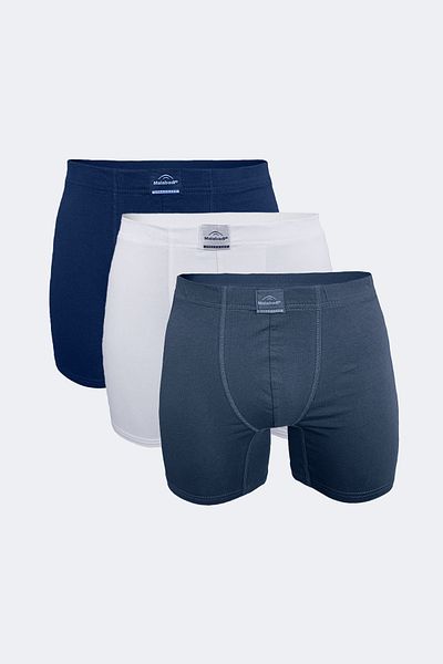 Malabadi Ανδρικό Navy Blue White Smoked 3 τεμαχίων Cotton Elastane Long Boxer 073