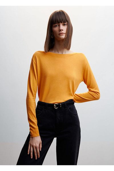 MANGO Woman Boat Neck Thin Knitwear Sweater