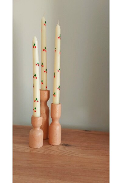 nancy Şamdan Mumu Kiraz Desenli 3lü