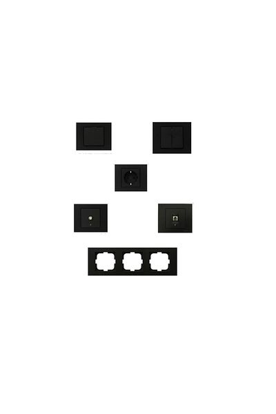 OVİVO Grano Black Switch & Socket Set