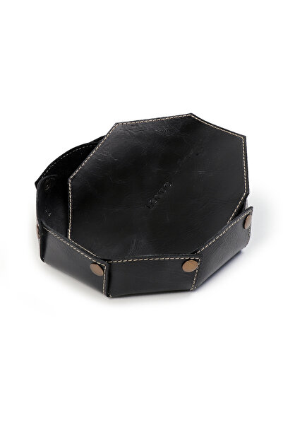 LONDO Organizator rotund din piele naturală - maro