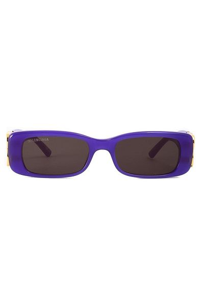 Balenciaga Women's Sunglasses Bb0096s 004 51-18 Rectangular Dark Frame Smoked Uv400 Protected Glass