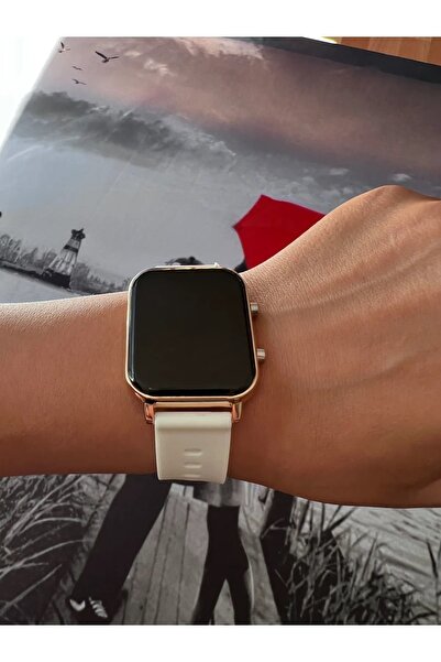 ÇENÇEN Led Ekran Silikon Kordon Kadın Kol Saati Siyah Kordon Rose Kasa