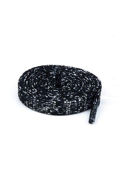 AiryFooT Black Silver Glitter Flat Laces, Boot, Sports, Daily Shoe Laces 120 cm