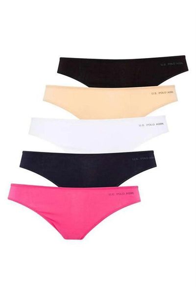U.S. Polo Assn. Slip brazilian multicolor, 5 piese, pentru femei